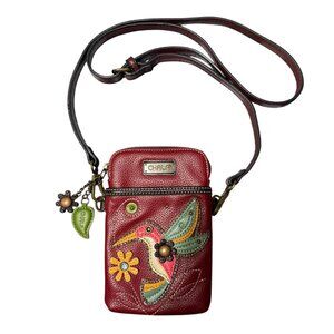 Chala Hummingbird Burgundy Cellphone Crossbody Bag
